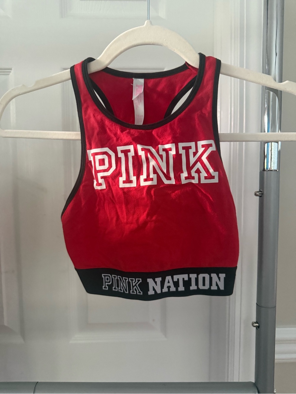 PINK Victoria's Secret Red & Black Crop Sports Tank
